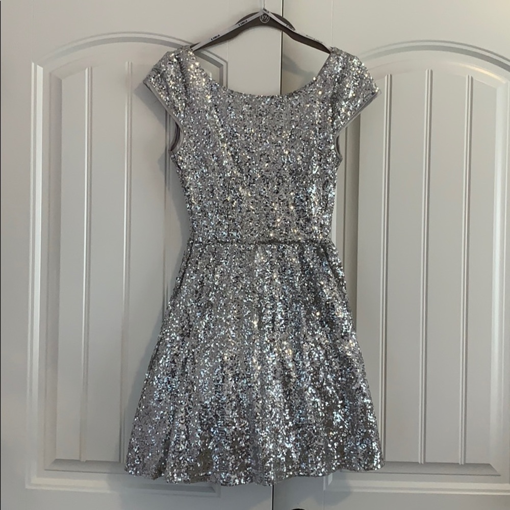 Silver Sequins Formal Dress